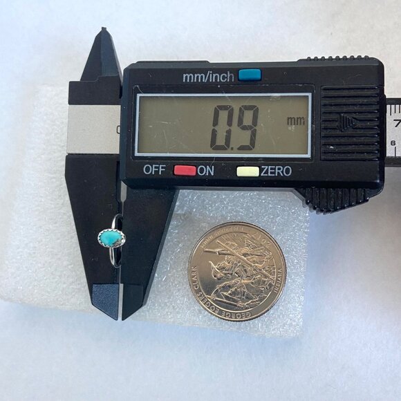 VTG Sterling Silver 925 Tiny Sawtooth Bezel Set Turquoise Baby Child Ring Sz 1 - Picture 16 of 16